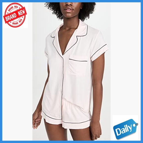 Large Modal Short Sleeve Pajama Set with Button Front and Pocket - Picture 2 of 7